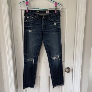 AG Adriano Goldschmied Dark Blue Distressed Jeans